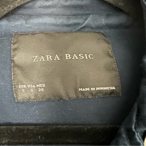 ZARA Basic Navy Blue Cotton Military Style - Picture 3 of 4
